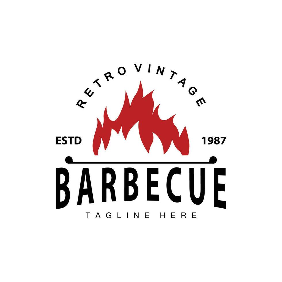 churrasco logotipo Projeto Barra restaurante quente grade fogo logotipo e espátula simples ilustração vetor