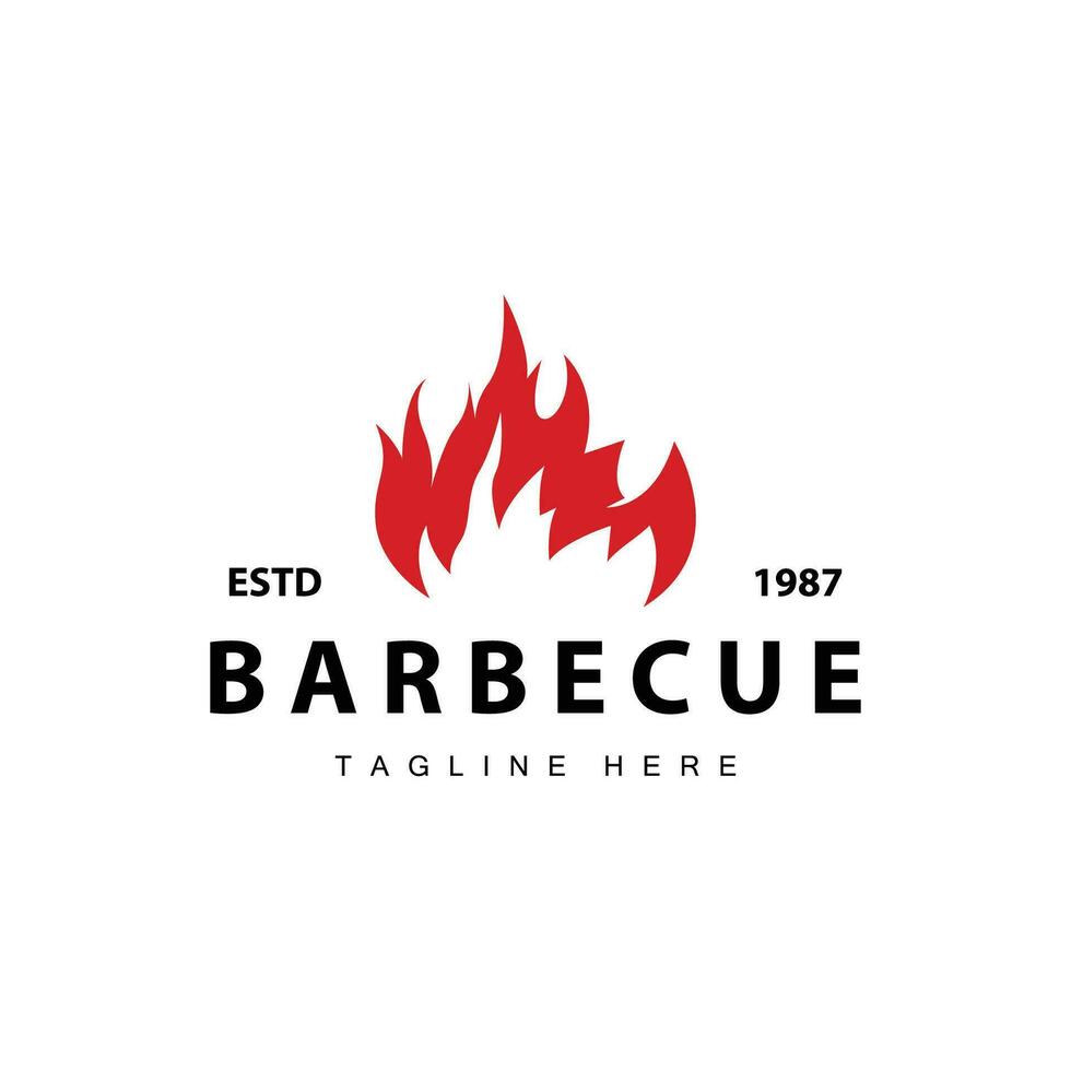 churrasco logotipo Projeto Barra restaurante quente grade fogo logotipo e espátula simples ilustração vetor