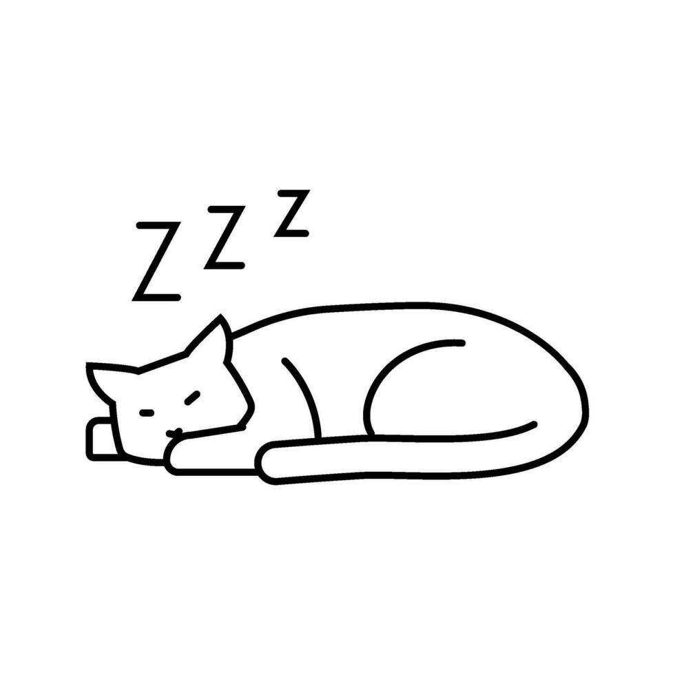 adormecido gato dormir noite linha ícone vetor ilustração