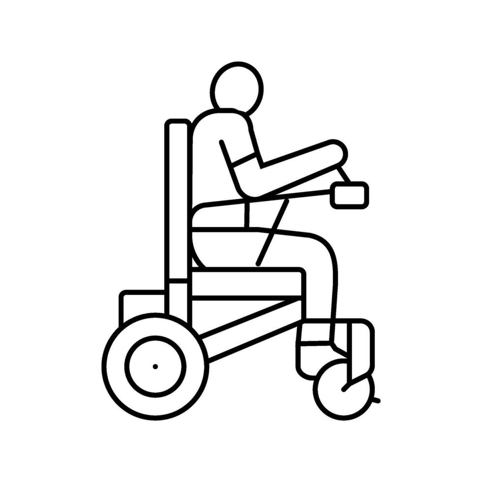 cadeira de rodas mobilidade ocupacional terapeuta linha ícone vetor ilustração