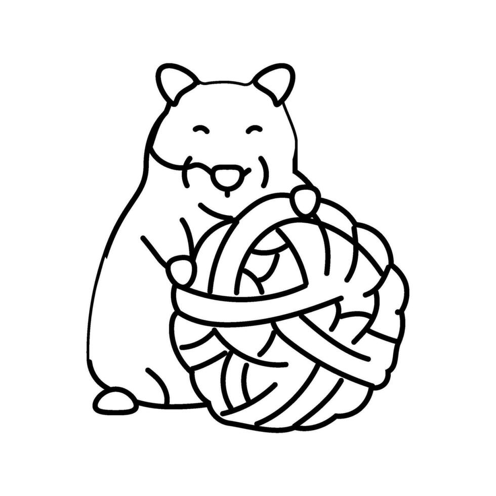hamster com brinquedo animal linha ícone vetor ilustração