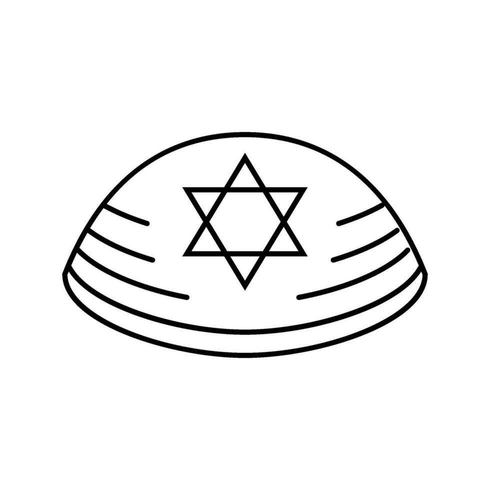 quipá Yarmulke judaico linha ícone vetor ilustração