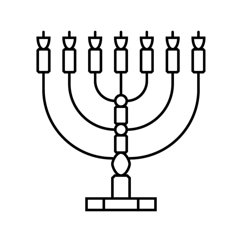 menorah judaico linha ícone vetor ilustração