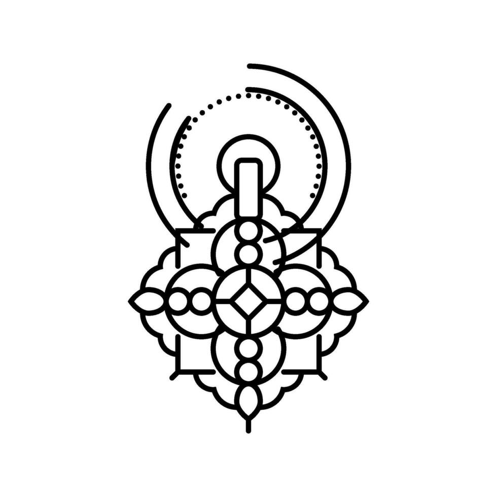 islâmico porta aldrava linha ícone vetor ilustração