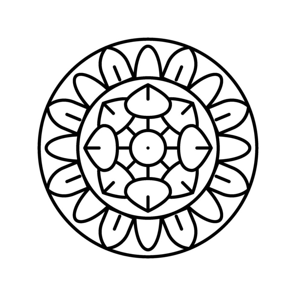 mandala budismo linha ícone vetor ilustração