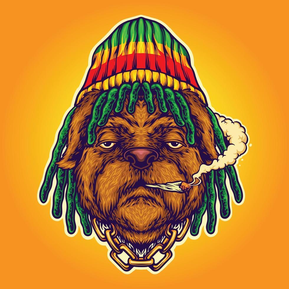 cachorro fumando maconha dreadlock vetor