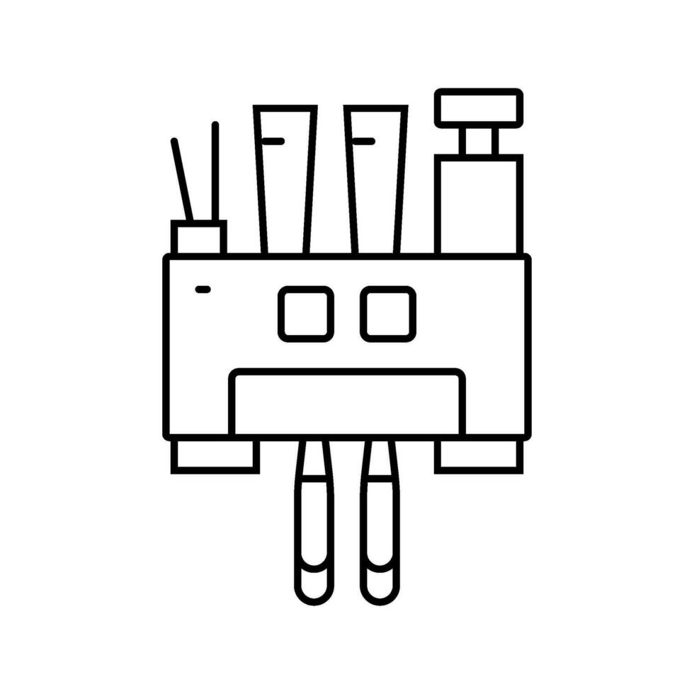 escova de dente suporte linha ícone vetor ilustração