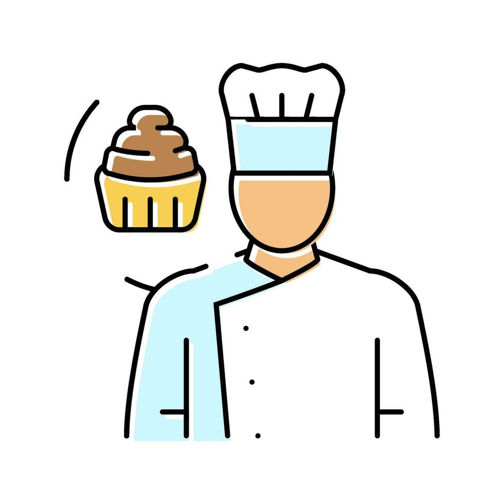 pastelaria chefe de cozinha restaurante cor ícone vetor ilustração