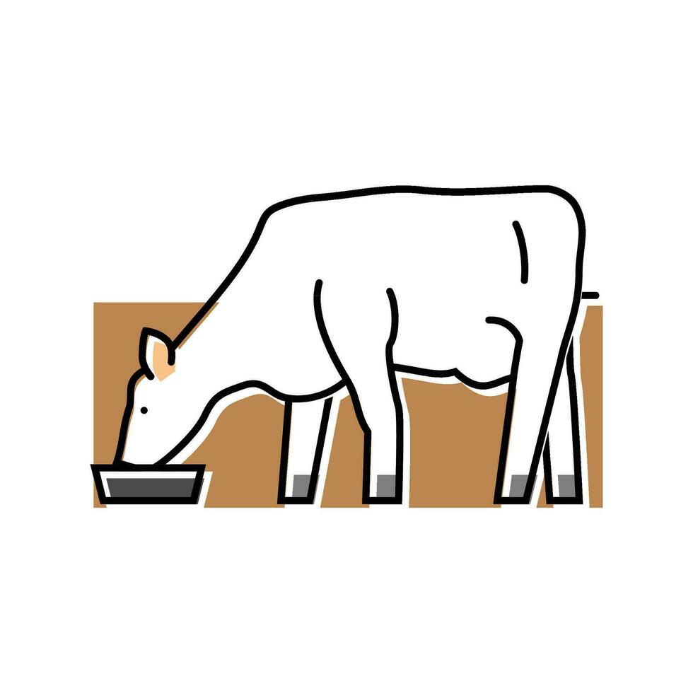 vaca bebendo água cor ícone vetor ilustração