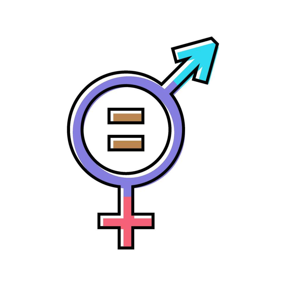 gênero igualdade feminismo mulher cor ícone vetor ilustração