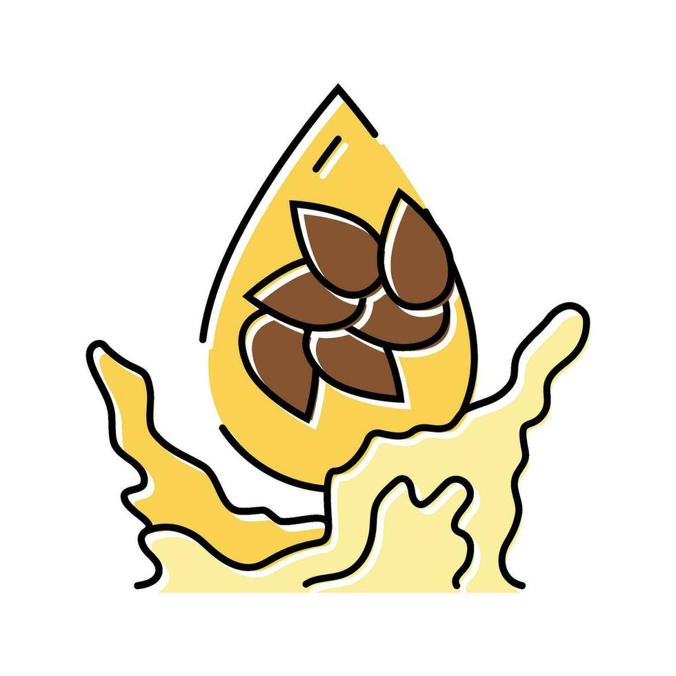 linho semente óleo líquido amarelo cor ícone vetor ilustração