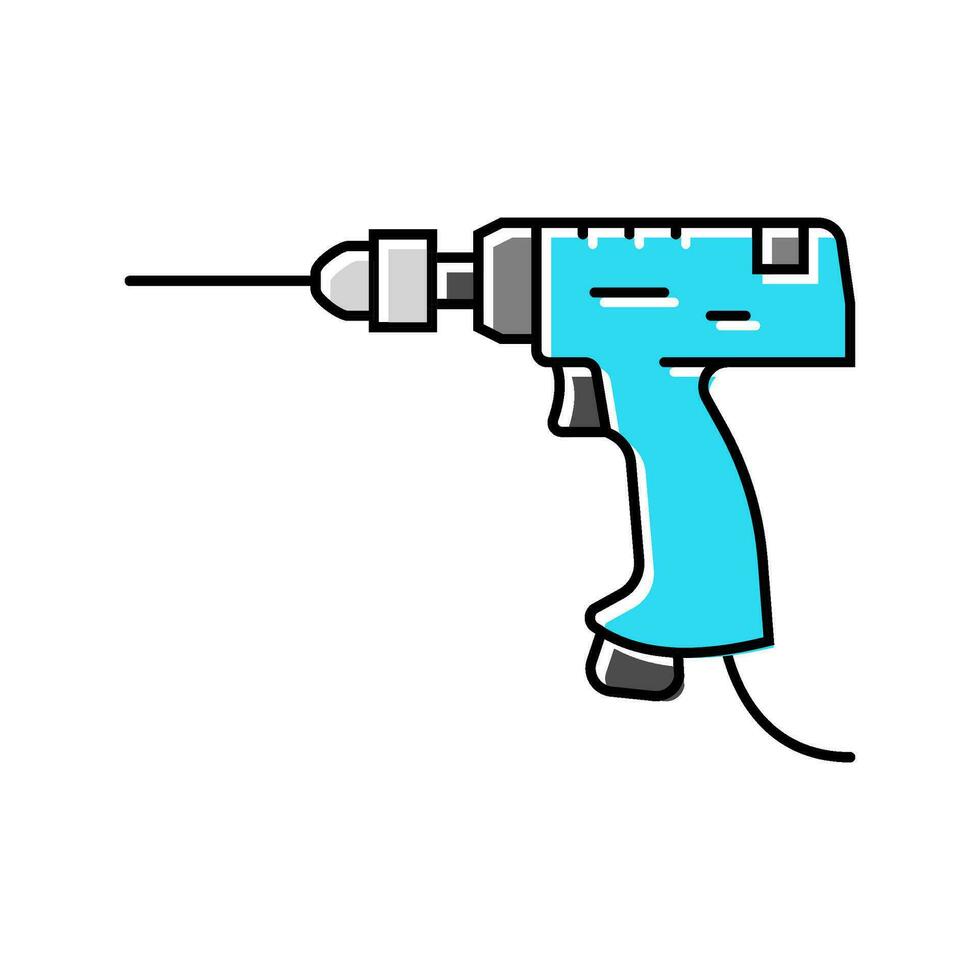 pneumático broca ferramenta trabalhos cor ícone vetor ilustração