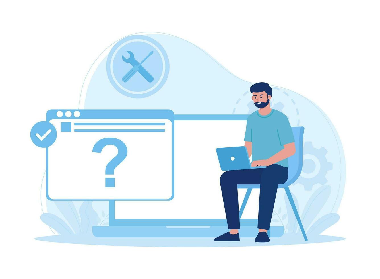 computador portátil solução de problemas serviço conceito plano ilustração vetor