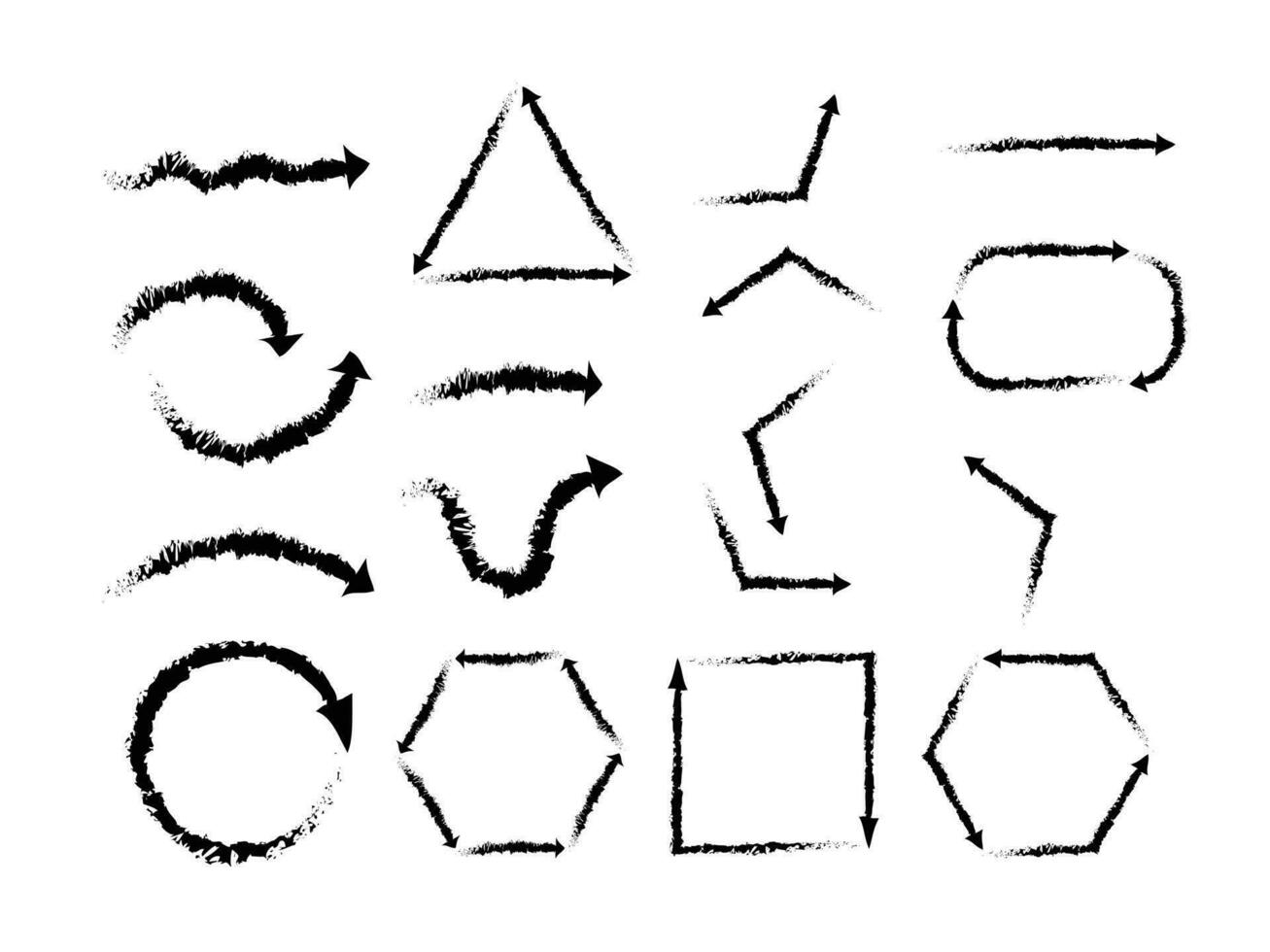 abstrato Setas; flechas e orgânico formas conjunto do grunge esboço feito à mão vetor seta informação gráfico vetor coleção conjunto