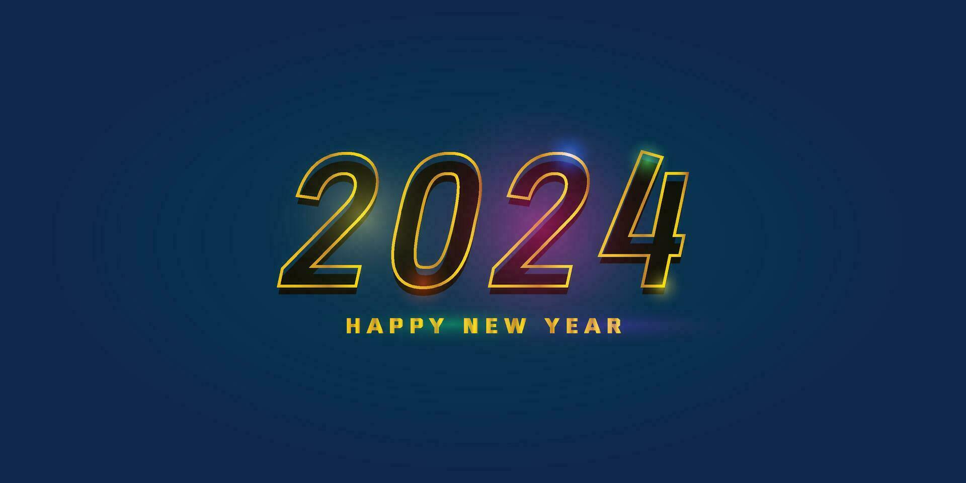 vetor linha estilo golen texto 2024 Novo ano feriado papel de parede