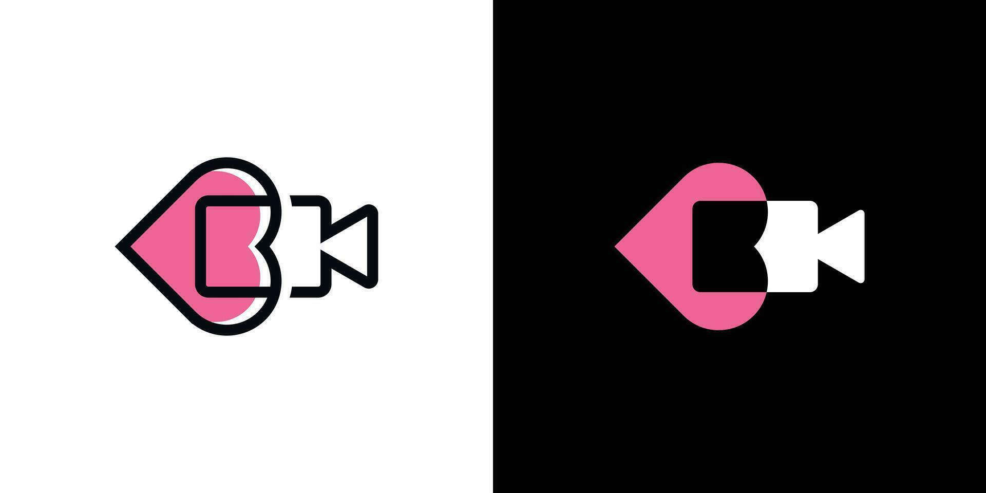 logotipo combinação do vídeo gravador ilustração forma com amor sinal, ícone, vetor, símbolo. vetor