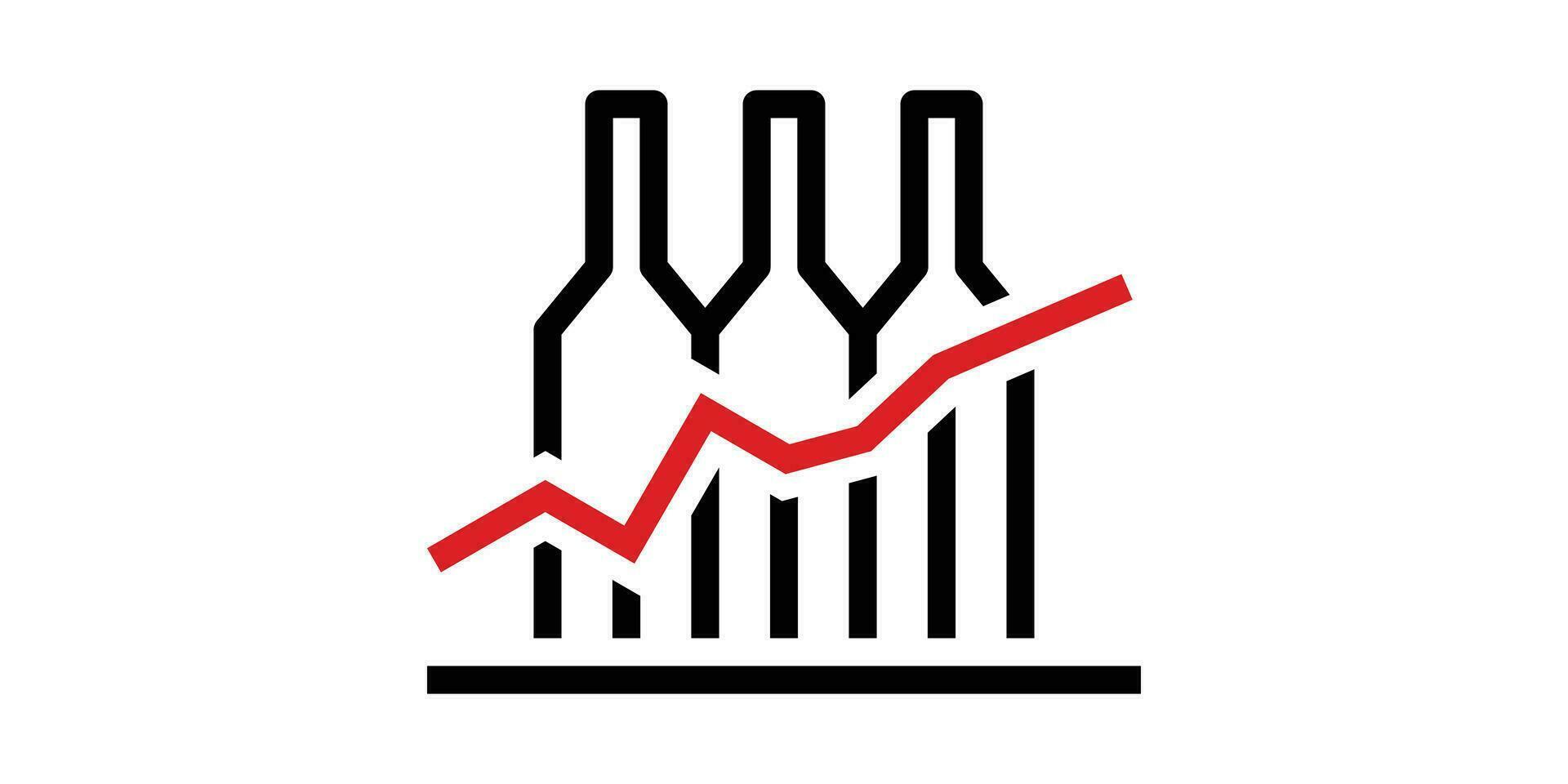 garrafa e gráfico finanças, logotipo minimalista linha vetor