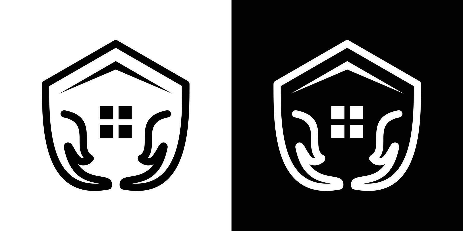 logotipo Projeto mão e casa minimalista ícone vetor ilustração