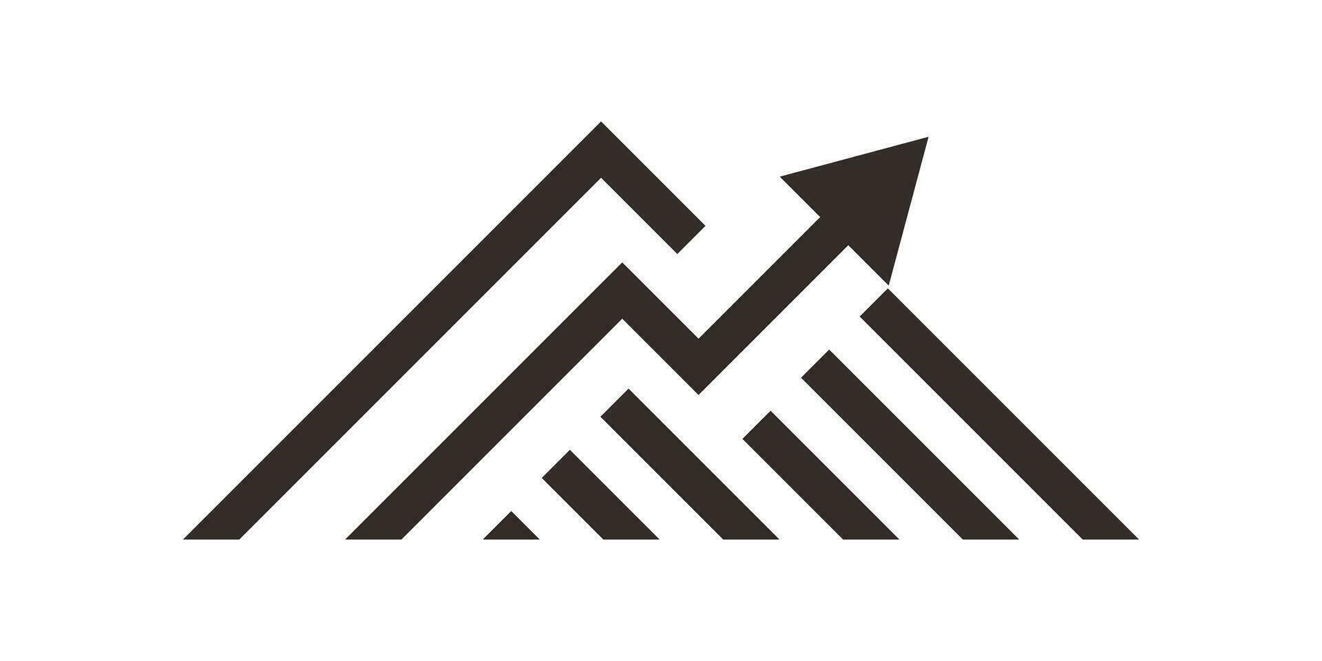 logotipo Projeto montanha e seta financeiro investir ícone vetor ilustração