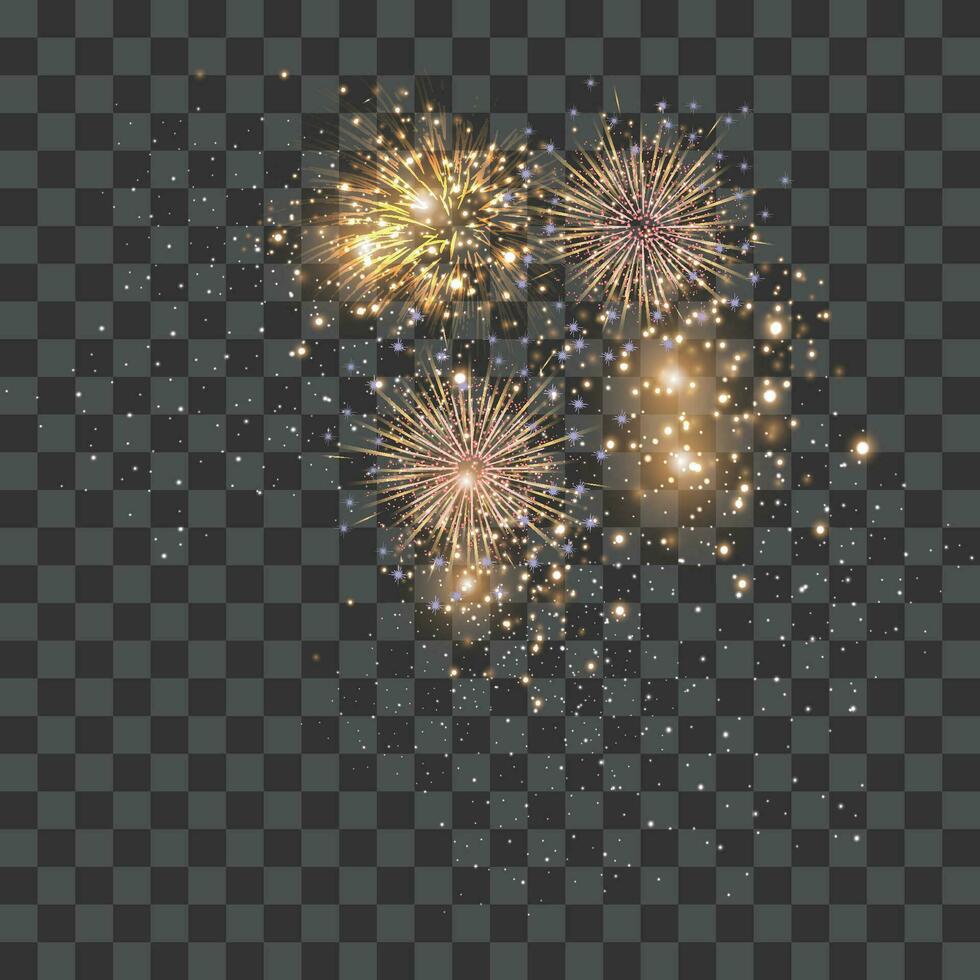 vetor fogo de artifício animação realista transparente conceito com celebração símbolos ilustração