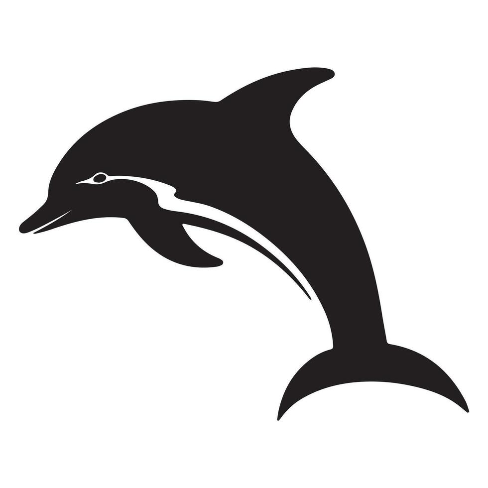 uma Preto silhueta golfinho animal vetor