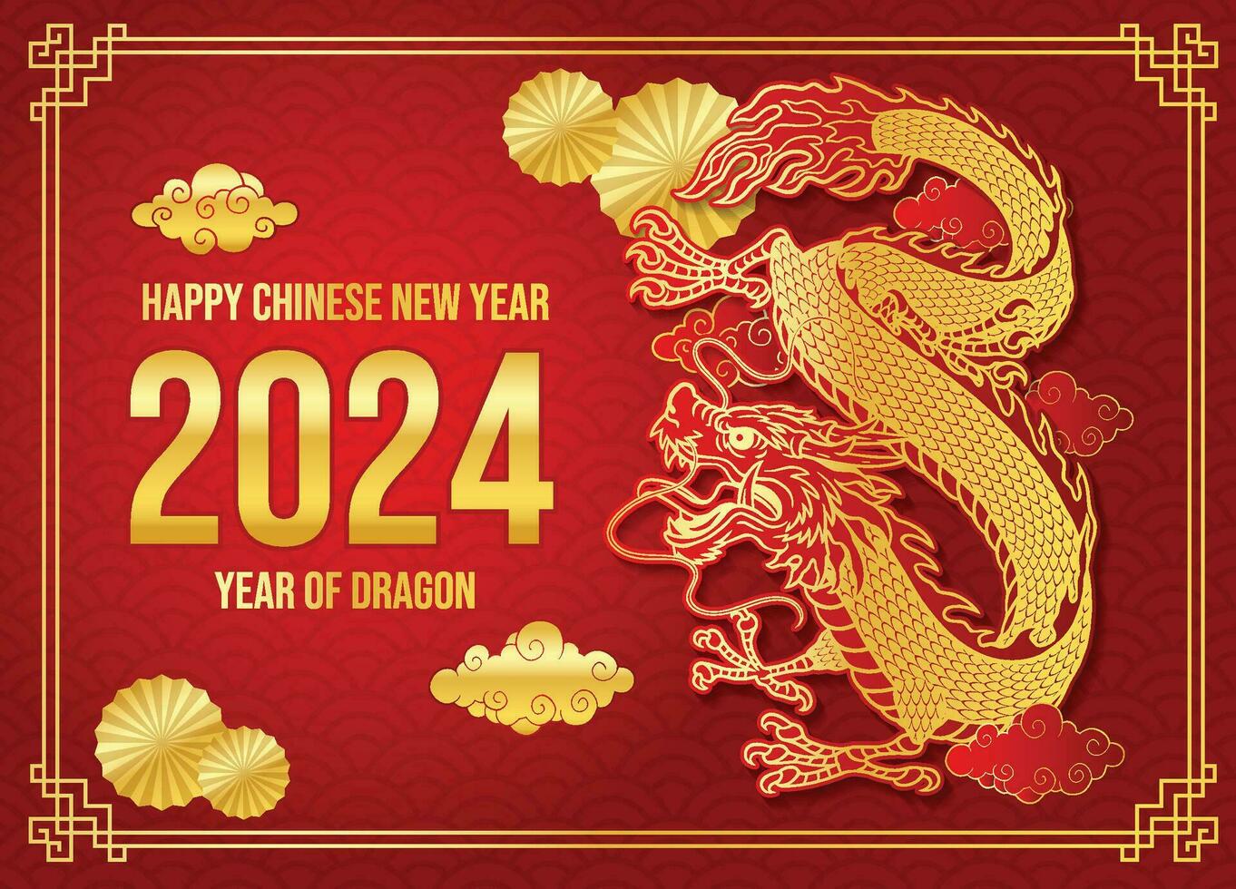 chinês lunar Novo ano 2024 saudações, ano do Dragão vetor