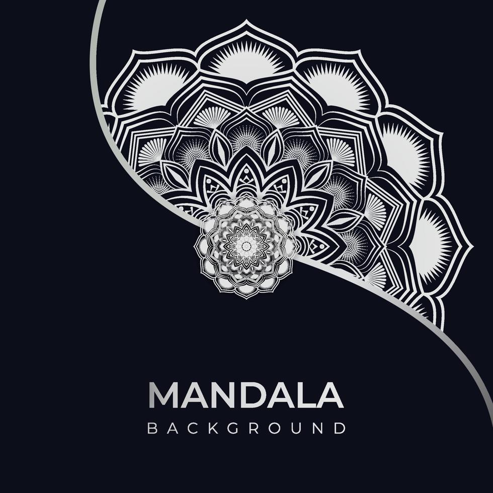 mandala de luxo criativo com fundo árabe de padrão arabesco prata. mandala decorativa de estilo ramadan ornamental abstrato, mandala islâmica vetor