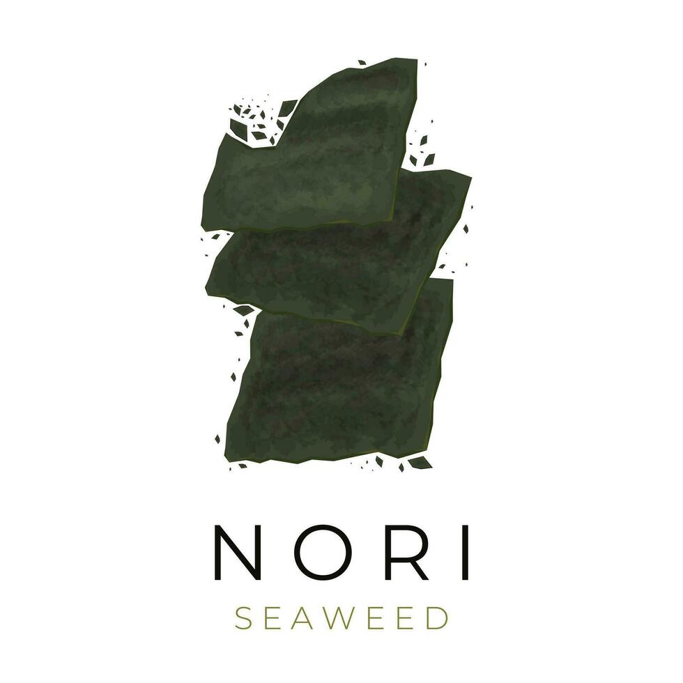 crocante seco nori algas marinhas folhas vetor ilustração logotipo