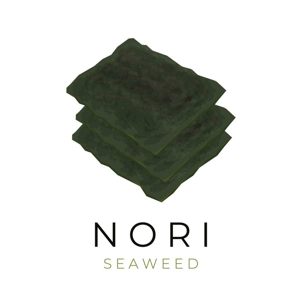 realista vetor ilustração do uma pilha verde japonês seco nori algas marinhas folhas