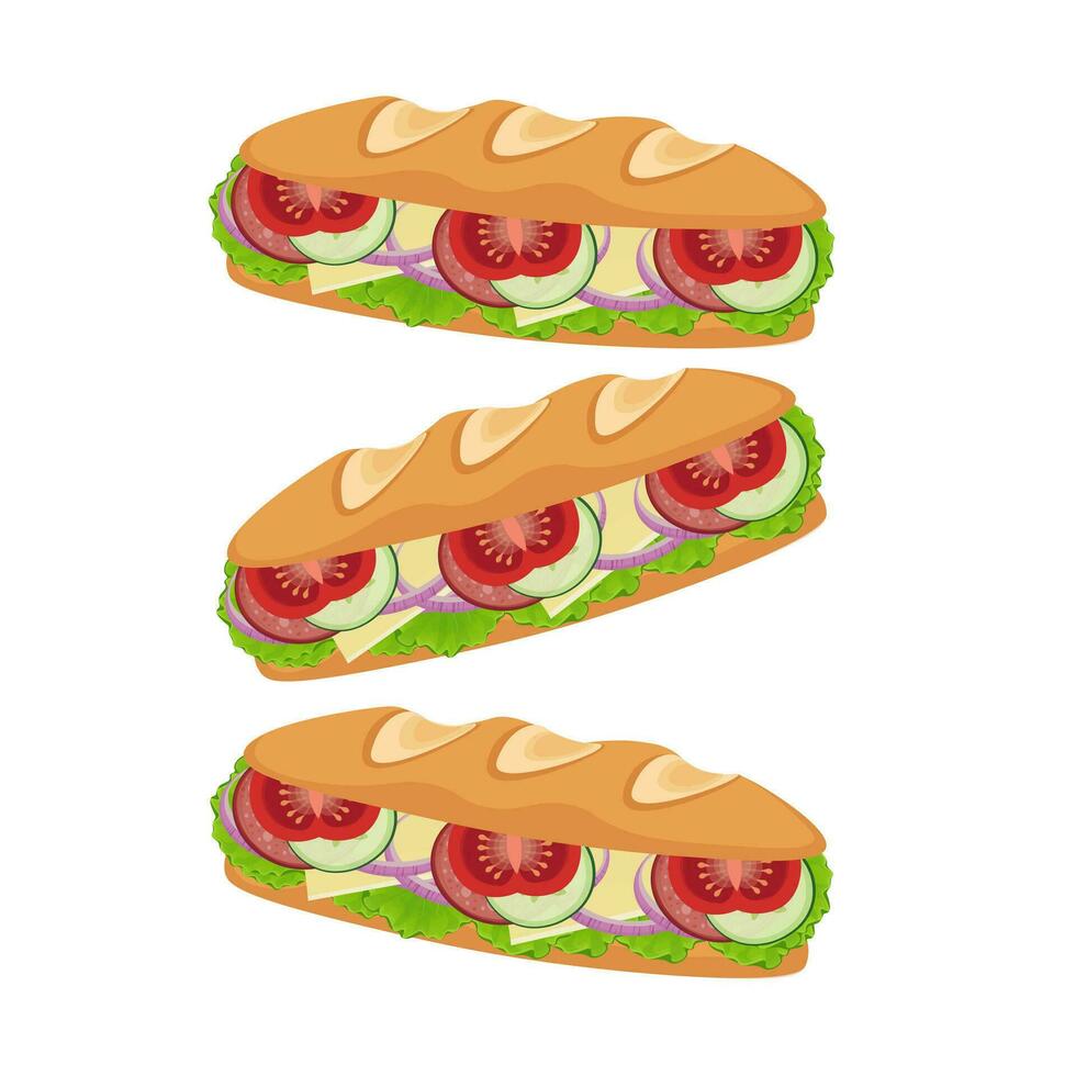 baguete sanduíche isolado vetor ilustração logotipo