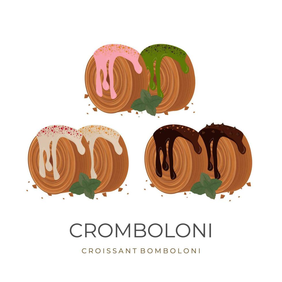 Novo Iorque rolos croissant ou cromboloni vetor ilustração com delicioso coberturas