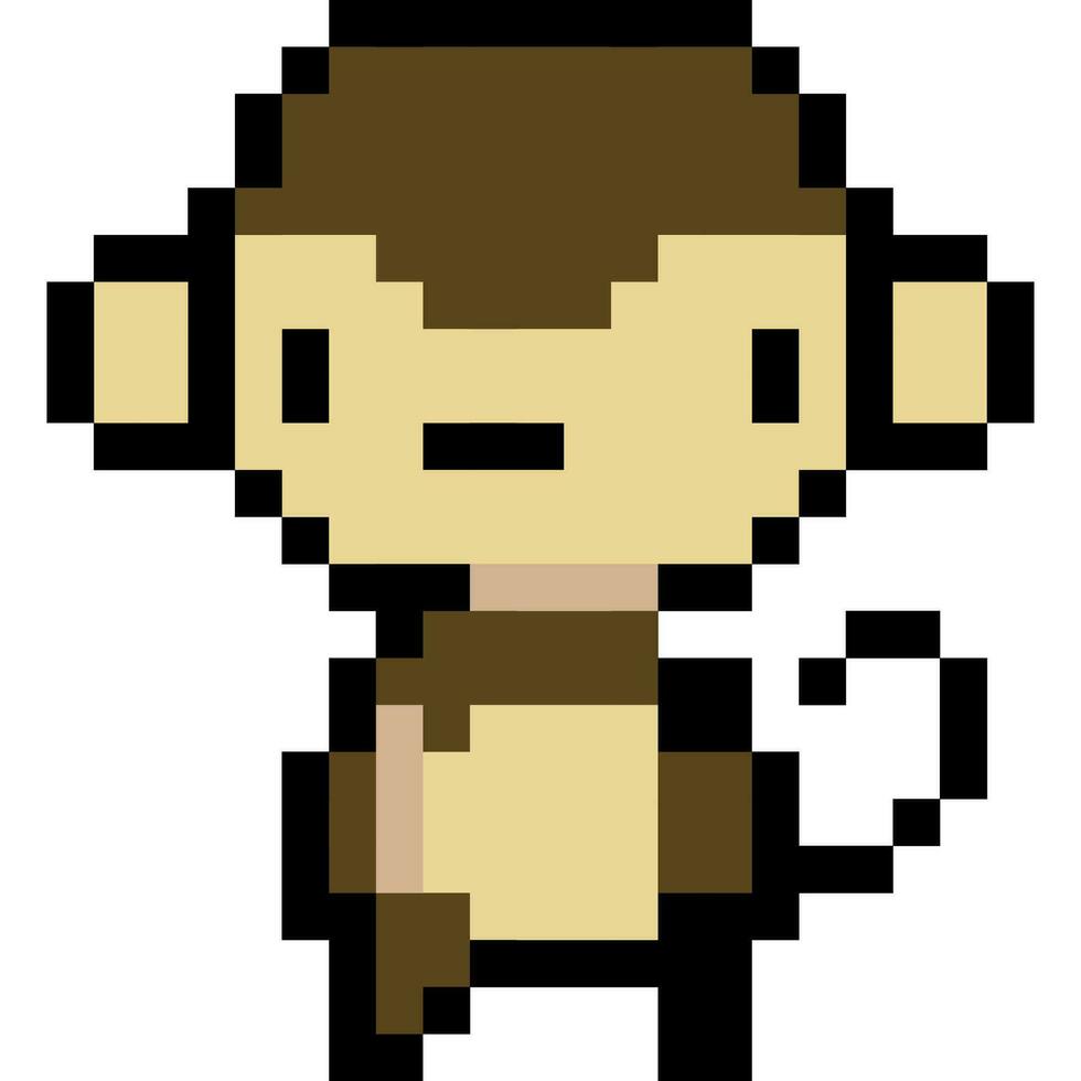 macaco desenho animado ícone dentro pixel estilo vetor