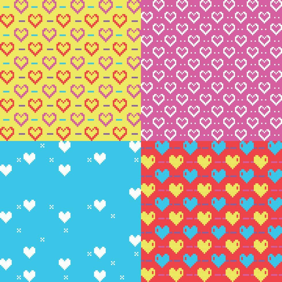 quatro diferente padrões com diferente cores e desenhos vetor