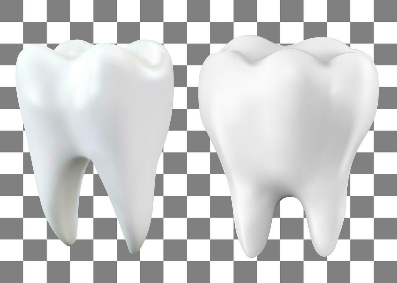 dentes 3d vetor ilustração realista limpar \ limpo e dente conjunto em fundo