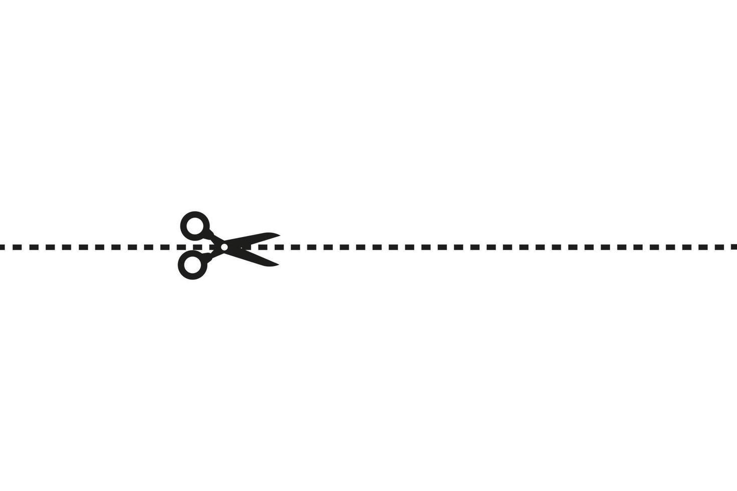 recorte a forma do retângulo do cupom com uma tesoura. ilustração do ícone do vetor