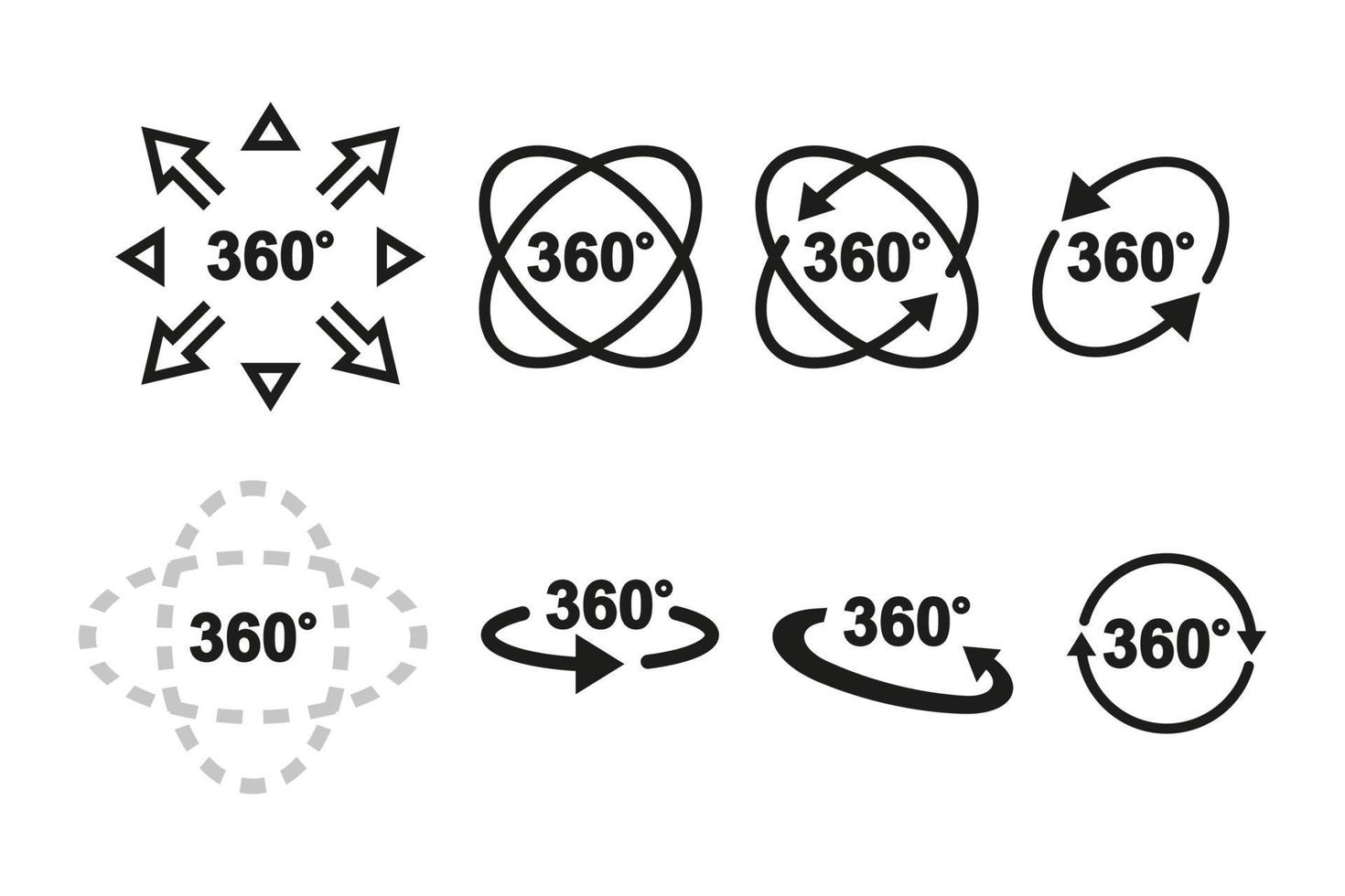 simples vistas de 360 graus de ícones vetoriais. ilustração vetorial vetor