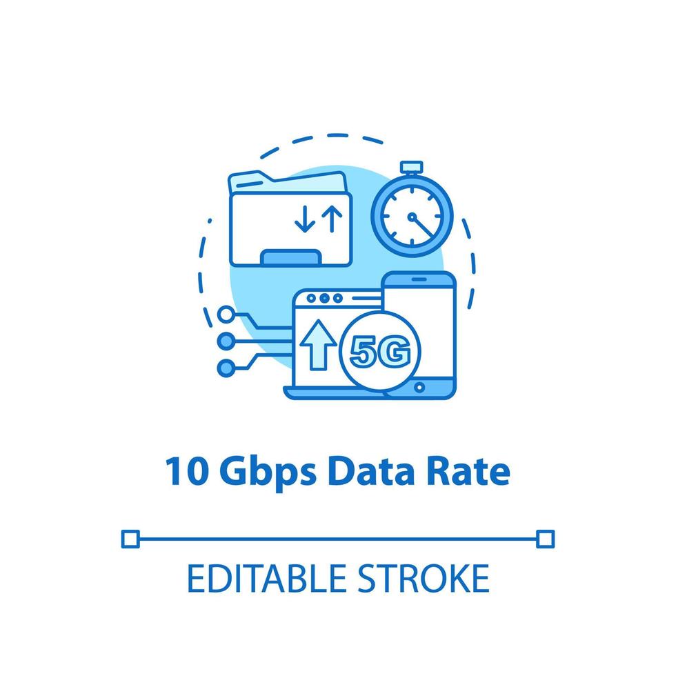 Ícone do conceito de taxa de dados de 10 gbps vetor