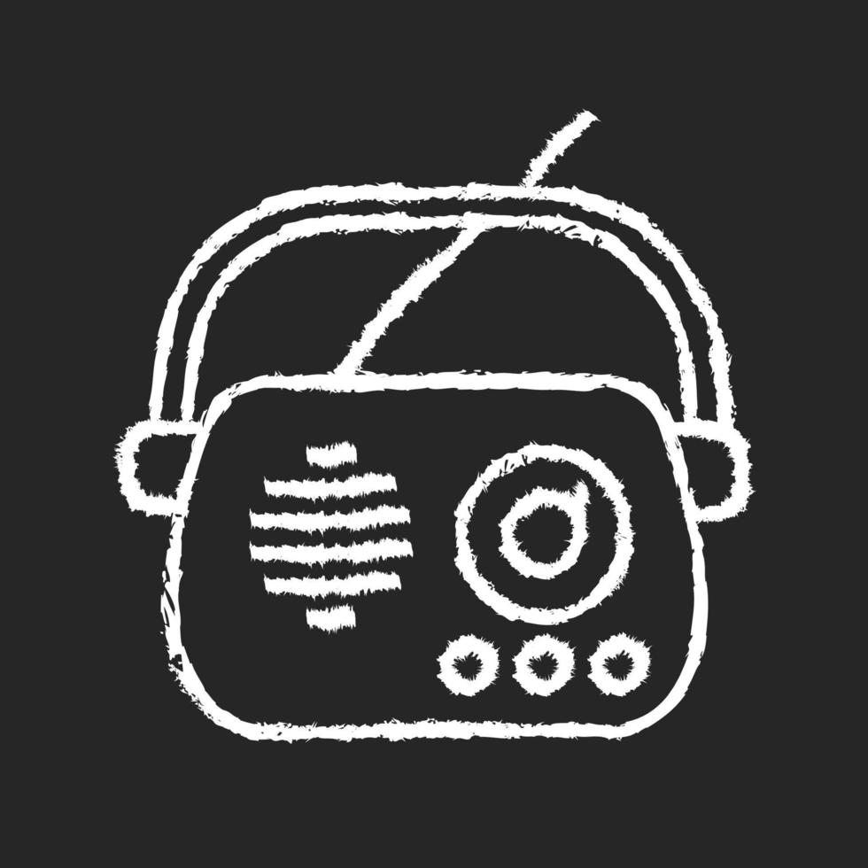 ícone de giz de rádio antigo branco em fundo escuro vetor