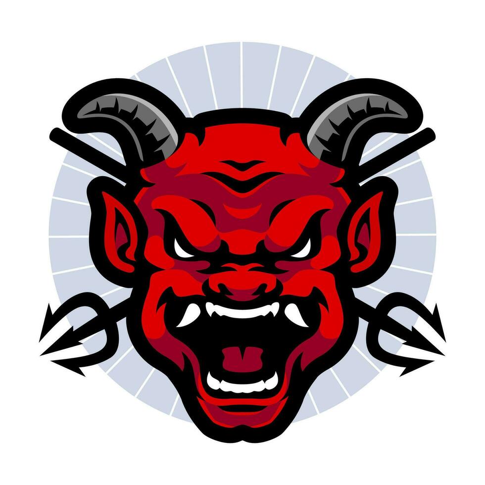 diabo demoníaco mascote logotipo modelo vetor