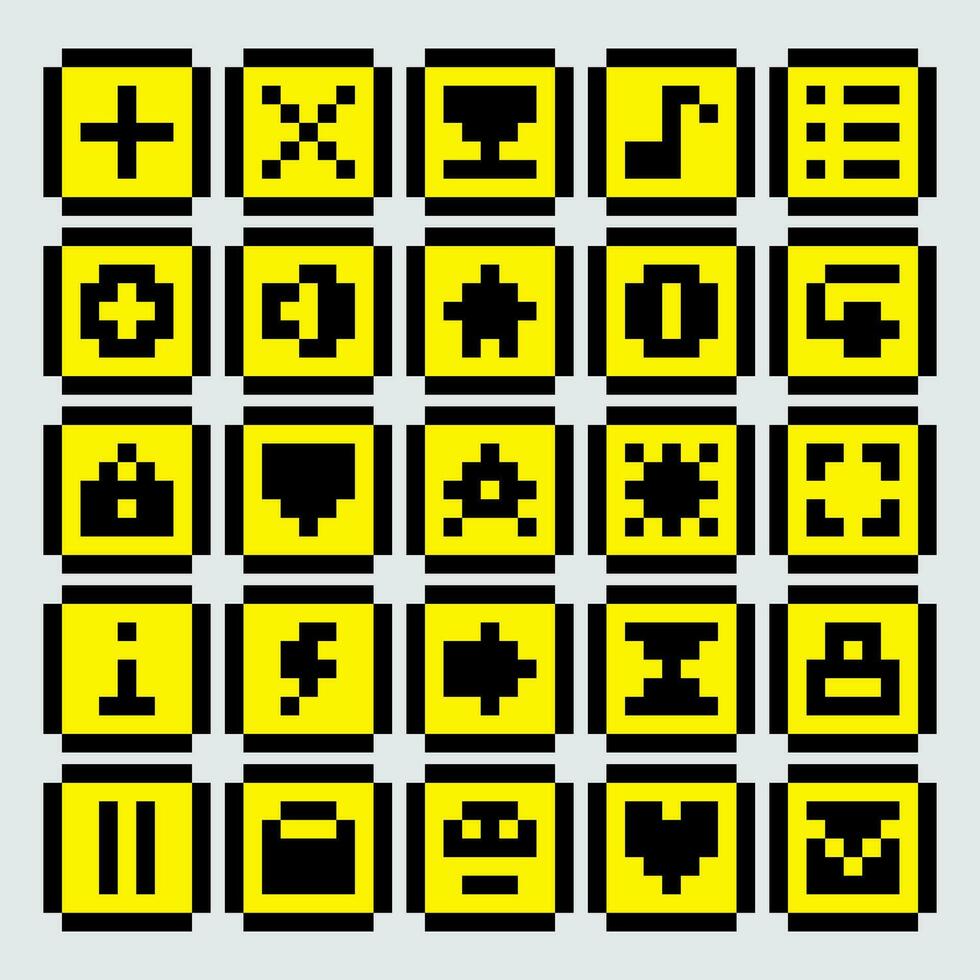 pixel jogos ícones conjunto vetor