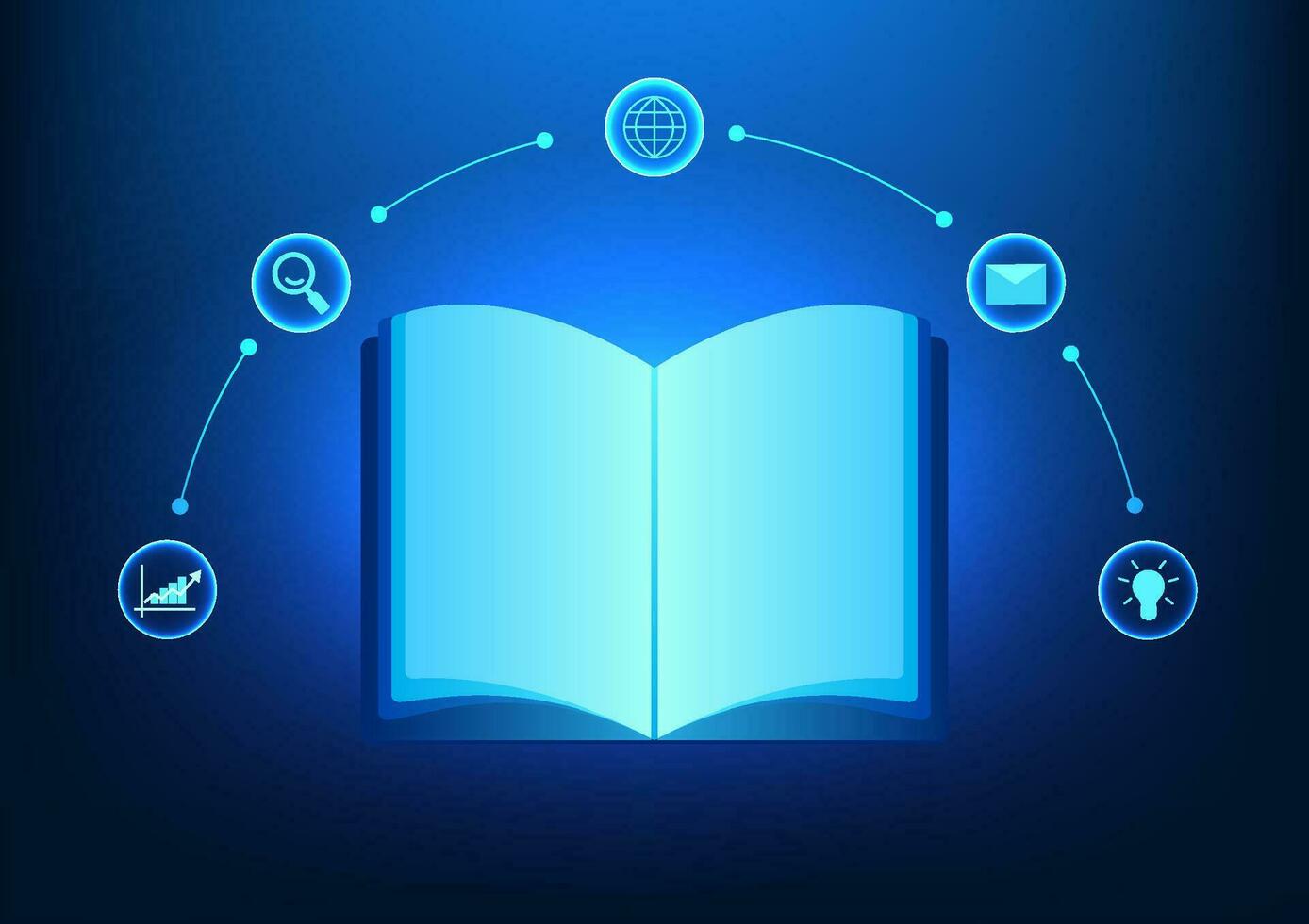 moderno educacional tecnologia livros conectado para tecnologia ícones representar moderno Educação combinado com tecnologia. conectados Aprendendo conectados livros vetor