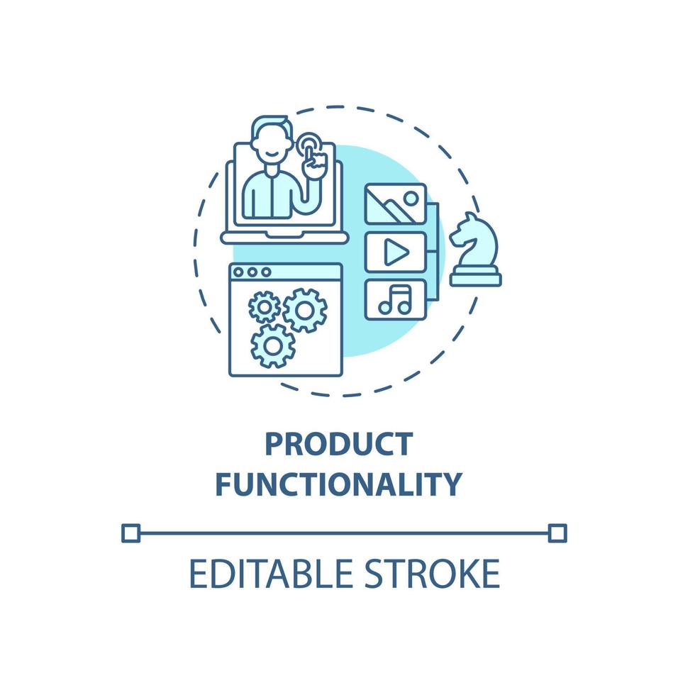 ícone do conceito de funcionalidade do produto vetor