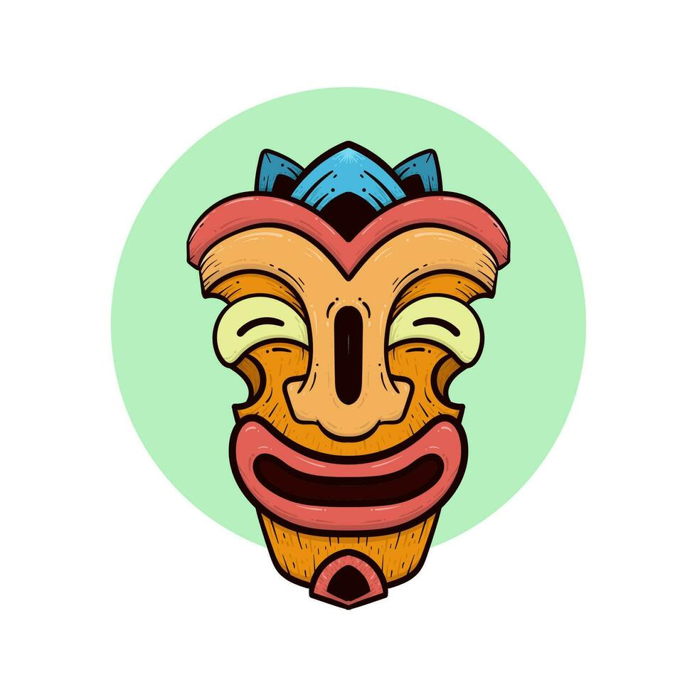 tribal tiki máscaras havaiano totem cultura vetor de madeira colori ilustrações