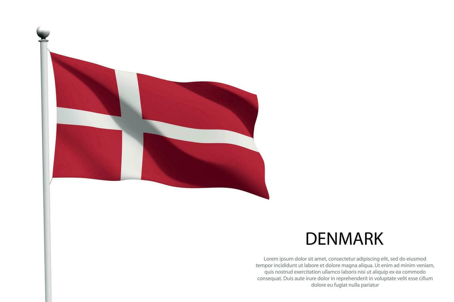 nacional bandeira Dinamarca acenando em branco fundo vetor