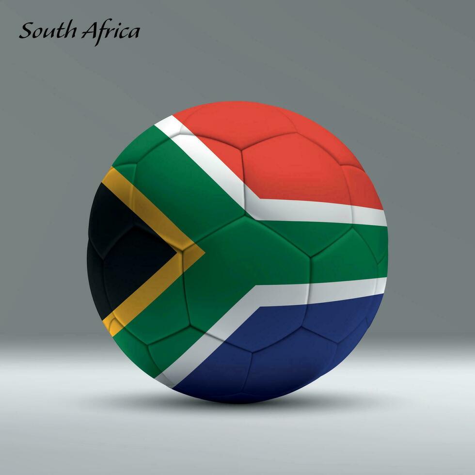 3d realista futebol bola eu com bandeira do sul África em estúdio fundo vetor