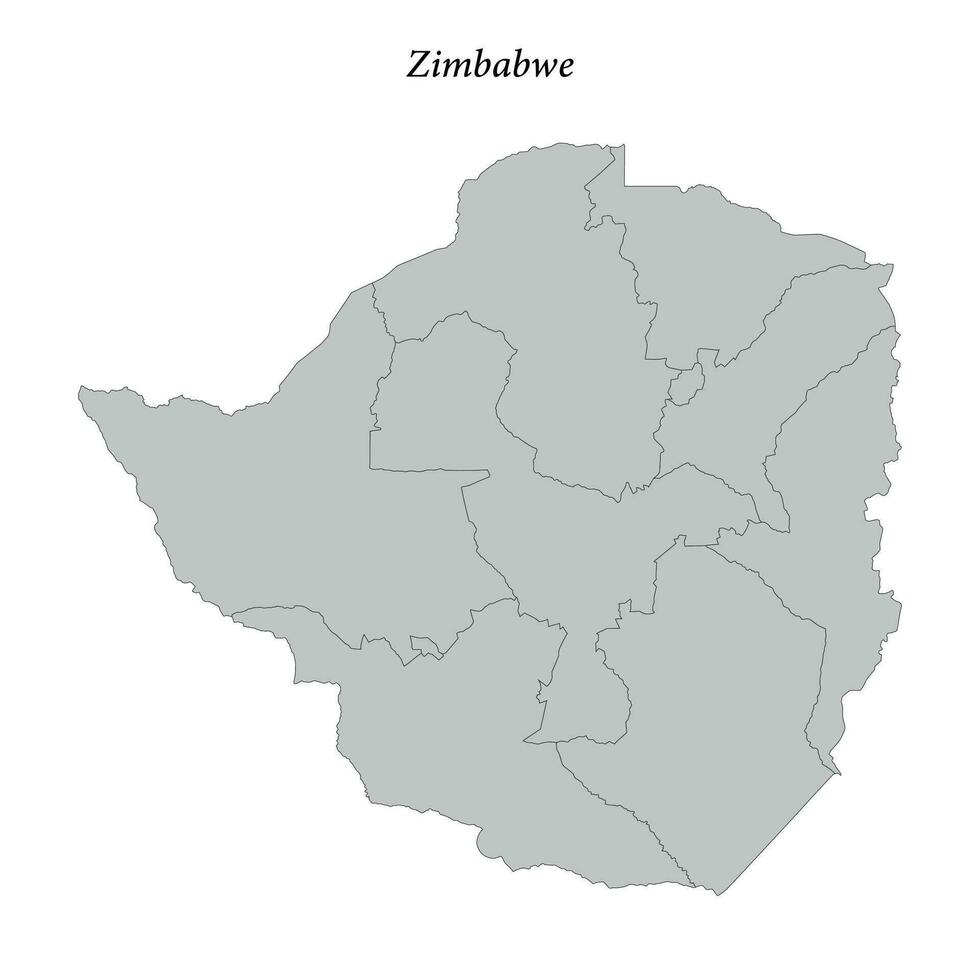 simples plano mapa do Zimbábue com fronteiras vetor