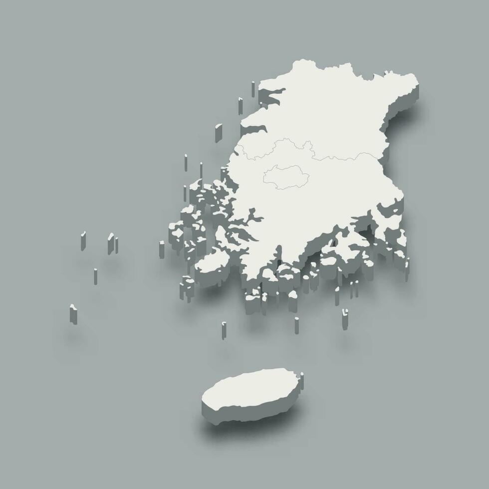 3d isométrico mapa honam região do Coréia vetor