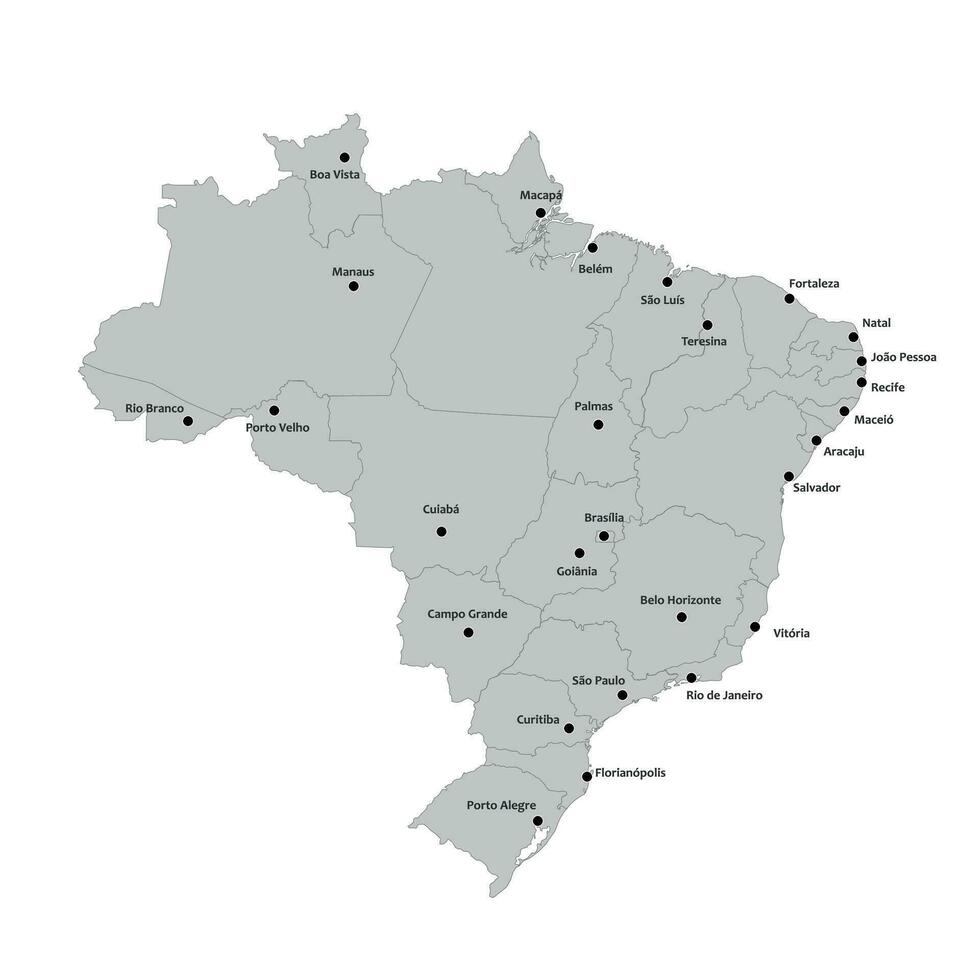 mapa do Brasil com capitais do estados vetor