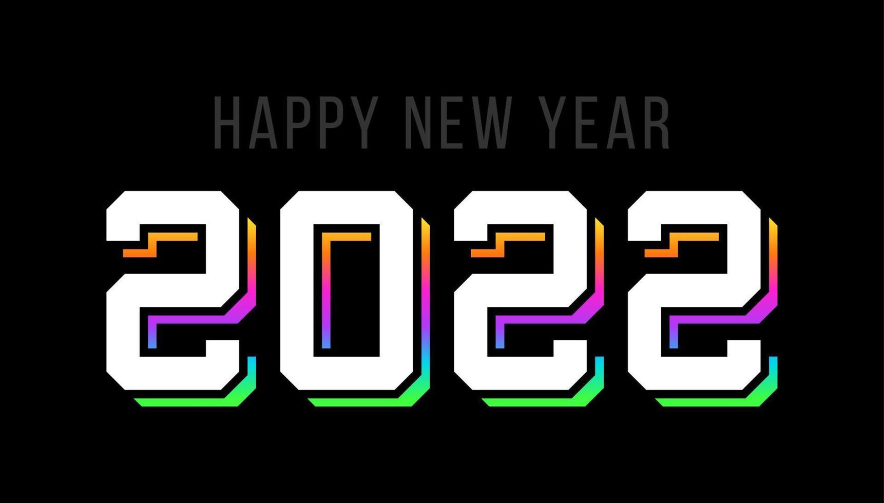 feliz ano novo de 2022. número holográfico 2022, holograma em negrito. design de ano novo e Natal para calendário, cartões ou impressão. cartão, cartaz festivo e banner. ilustração vetorial vetor
