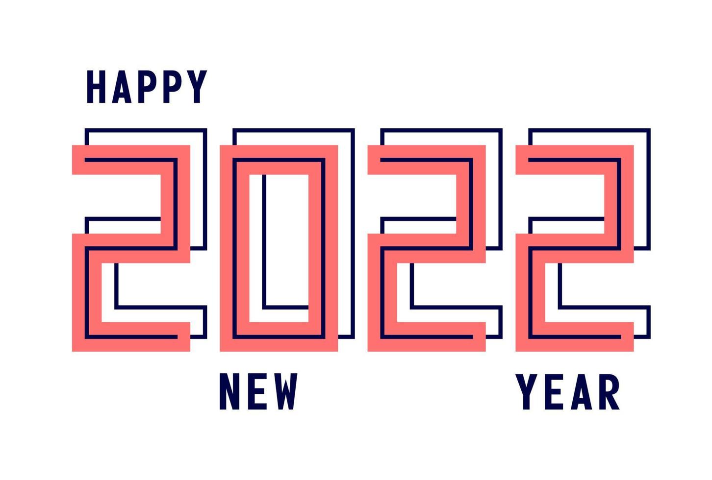 feliz ano novo 2022 com estilo de esporte de ilustração de vetor de números. design de ano novo para calendário, cartões ou impressão. banner de fundos na moda de design minimalista, capa, cartão. ilustração vetorial.